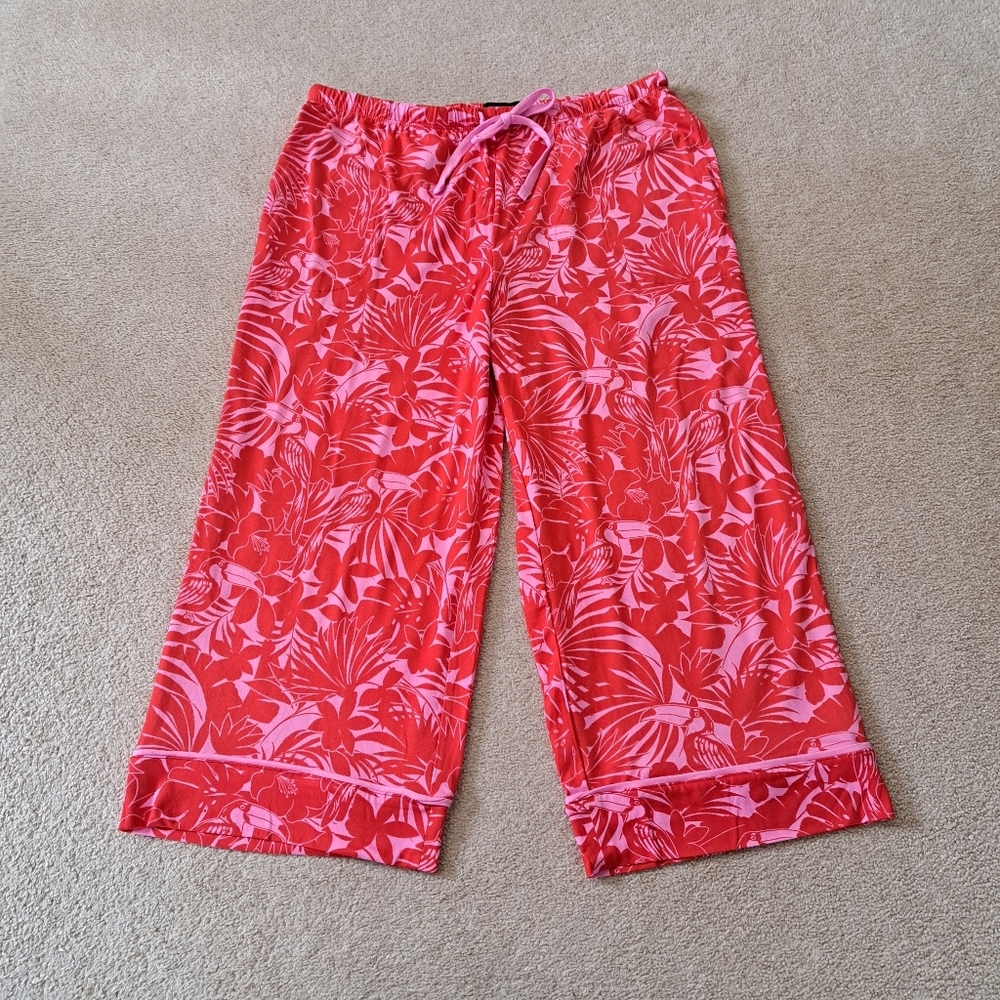 Room Service Tropical Print Pink Red Pajama Pants Womens Size Medium NWOT